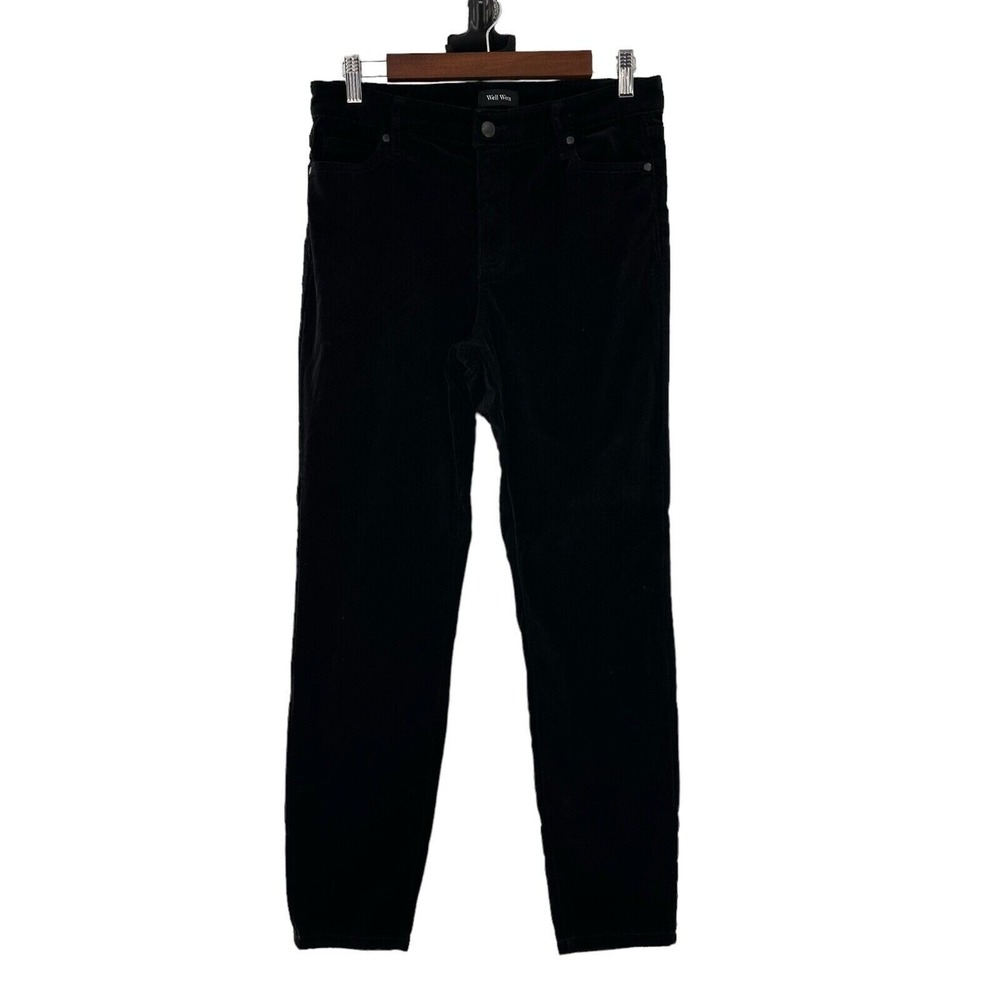 Black Velvet Well Worn Skinny Pants 8/29 Elastic Waist Womens Stretch Goth